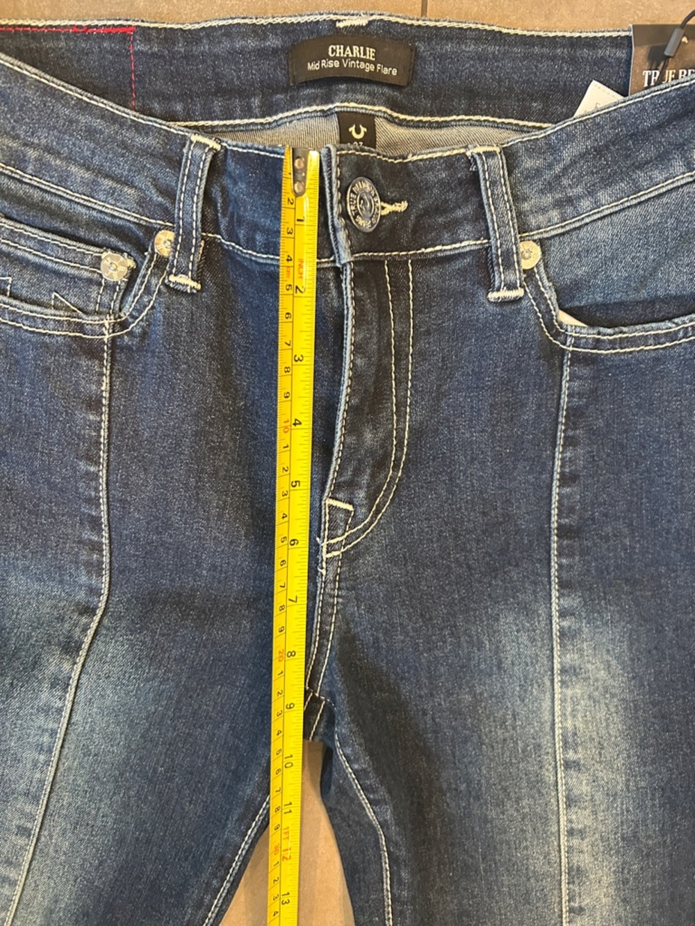 True Religion Charlie Mid Rise Seamed Flare Jeans - Picture 8 of 14